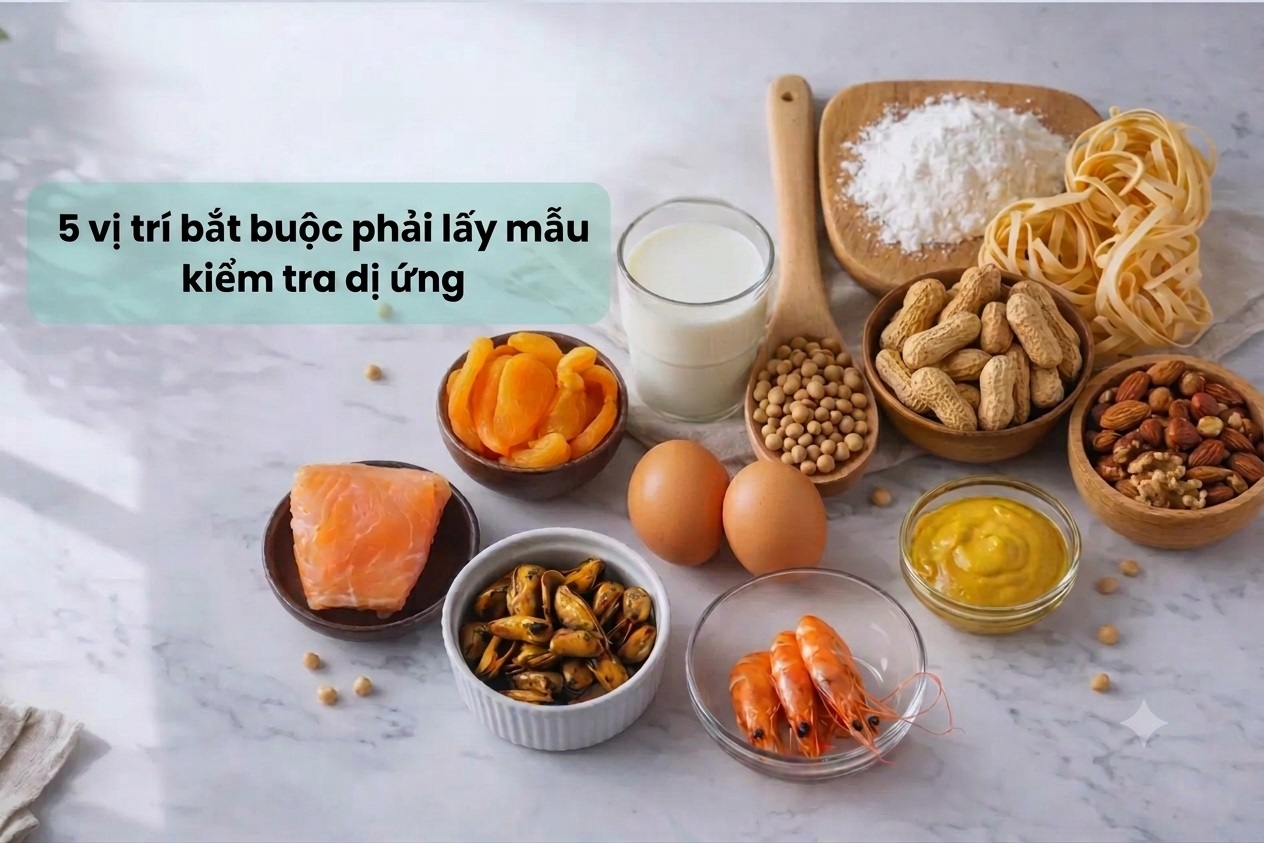 5 vị trí bắt buộc phải lấy mẫu kiểm tra dị ứng